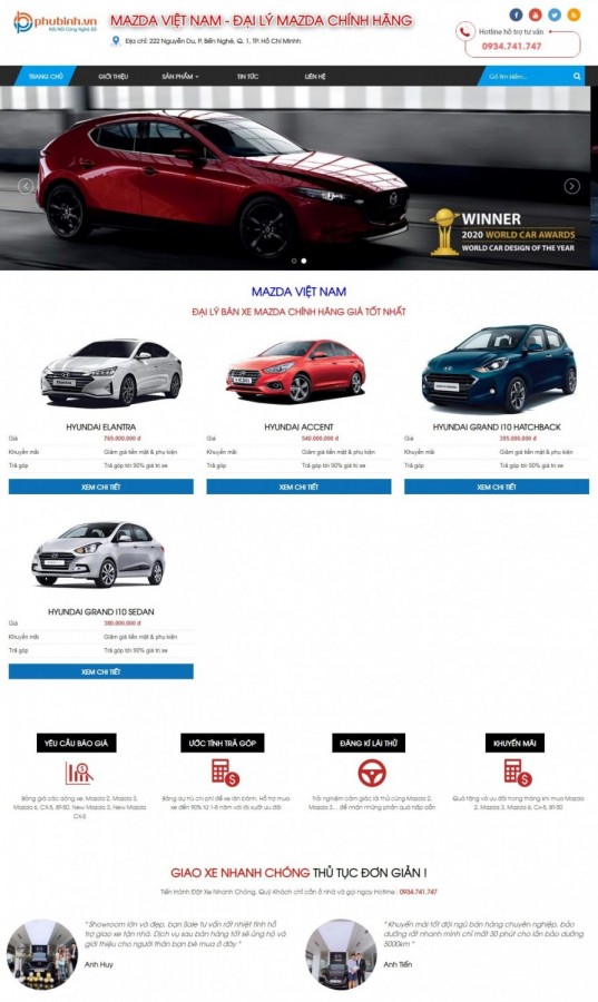 Mẫu website xe Mazda