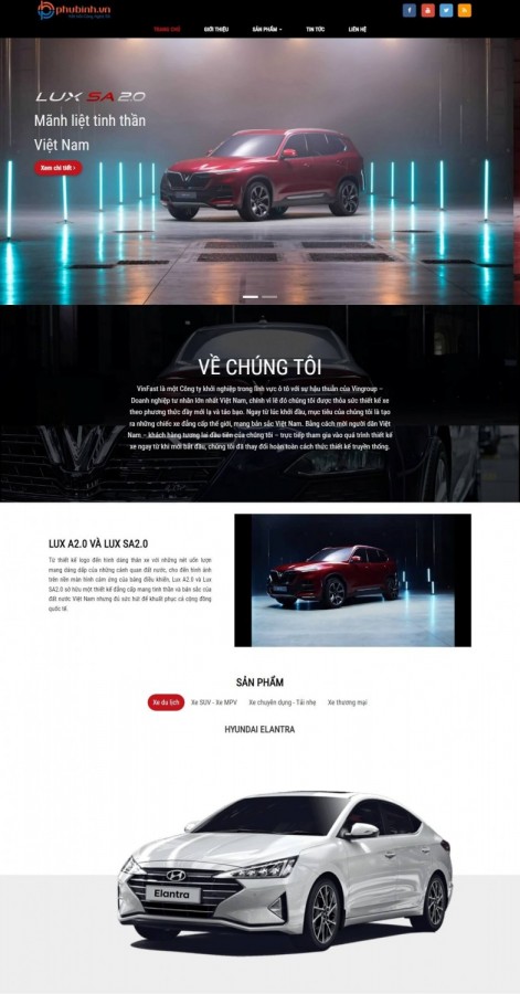 Mẫu website xe Vinfast